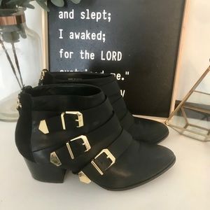 F21 Black strap ankle boots